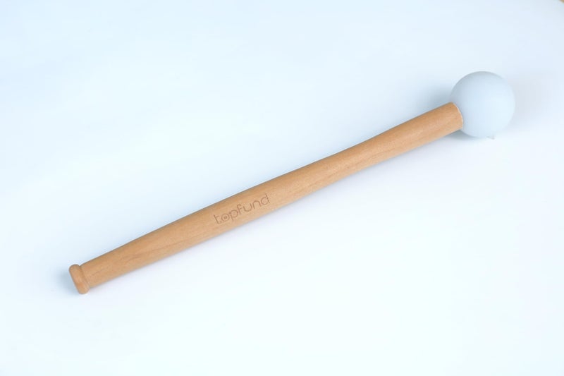 TOPFUND 12" Pro Crystal Singing Bowl Rubber Mallet - Silicone Head, Solid Beech Handle for Multi-Bowl Ensembles - Image 3